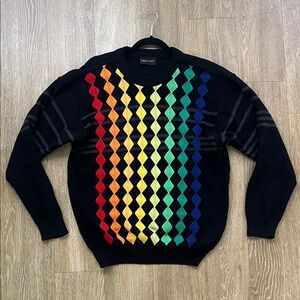 Carlo Colucci Vintage Rainbow Knit Coogie Inspired Grandpa Sweater Jumper 52 XL